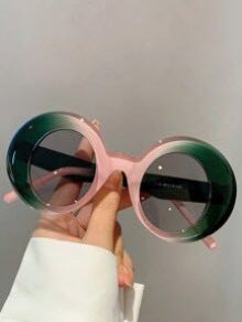 Oversized Fashion Sunglasses-Green & Pink