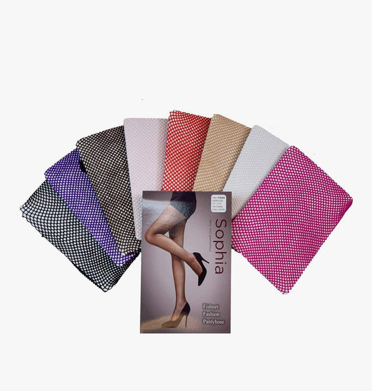 Sophia  Fishnet Fashion Pantyhose One Size 90-165 lbs BLACK