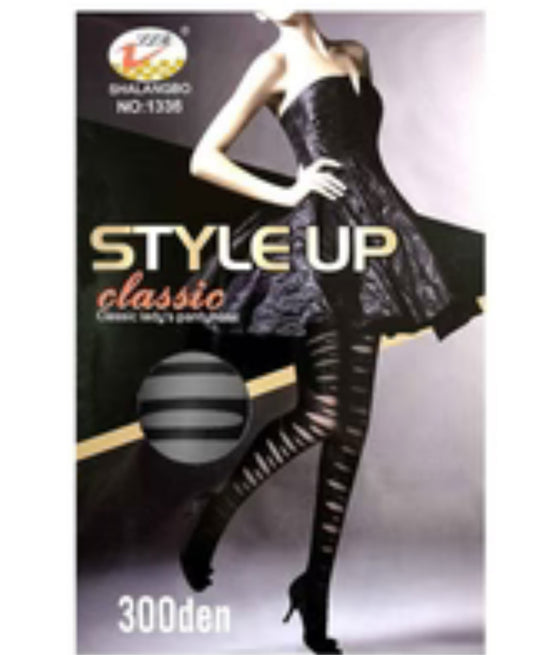 Style Up Black Cut Out Detail Pantyhose Tights